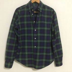 Ralph Lauren Blue Plaid Button Down Long Sleeve Shirt Men’s Size Medium